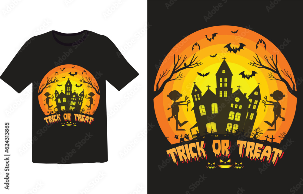 Trick or treat, Halloween T-shirt Design