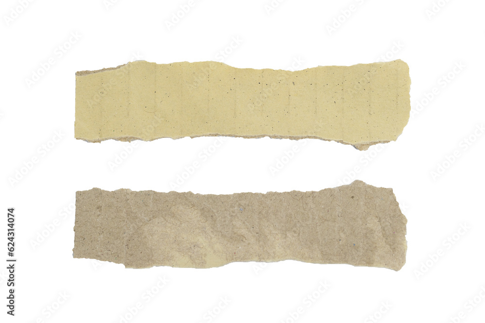 Brown paper ripped, collection real brown paper torn or ripped pieces of paper in white background