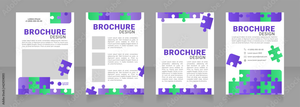 University education blank brochure design. Template set with copy space for text. Premade corporate reports collection. Editable 4 paper pages. Roboto Black, Roboto, Nunito Light fonts used