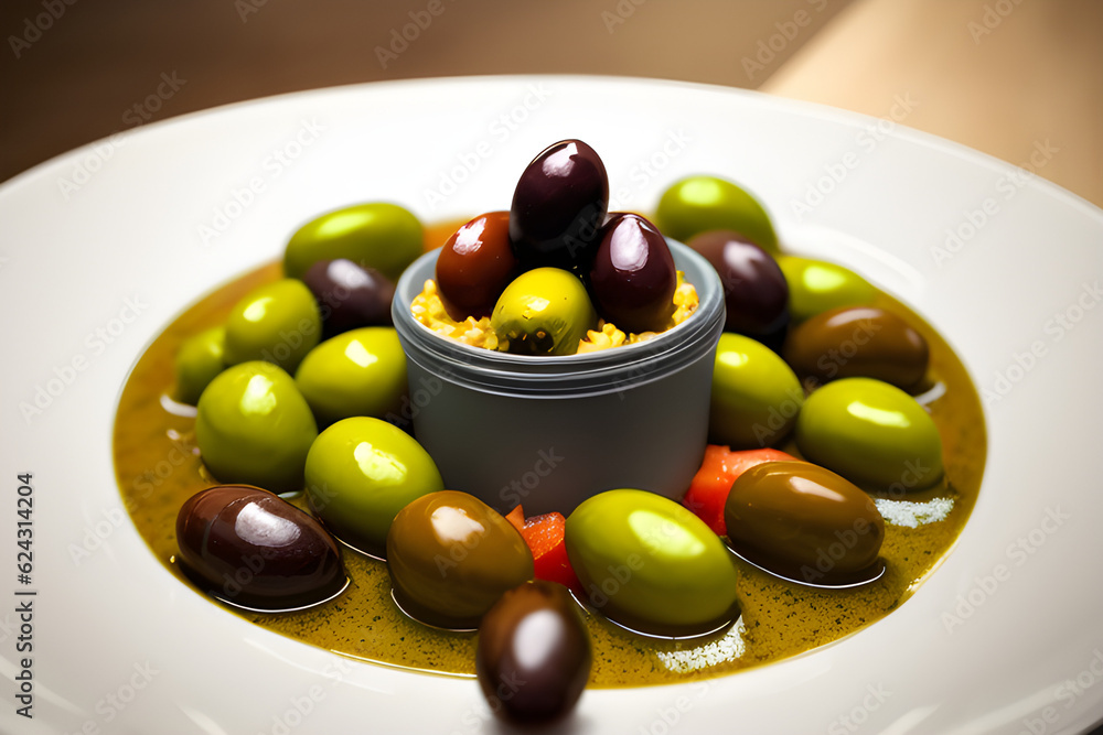 olives on a plate, generative ai olives on a plate, generative ai