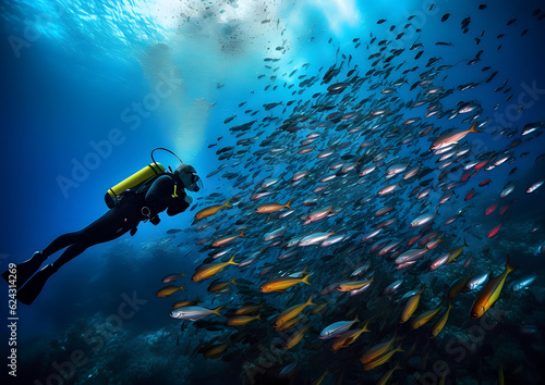 Obraz na plátně scuba diver and divers