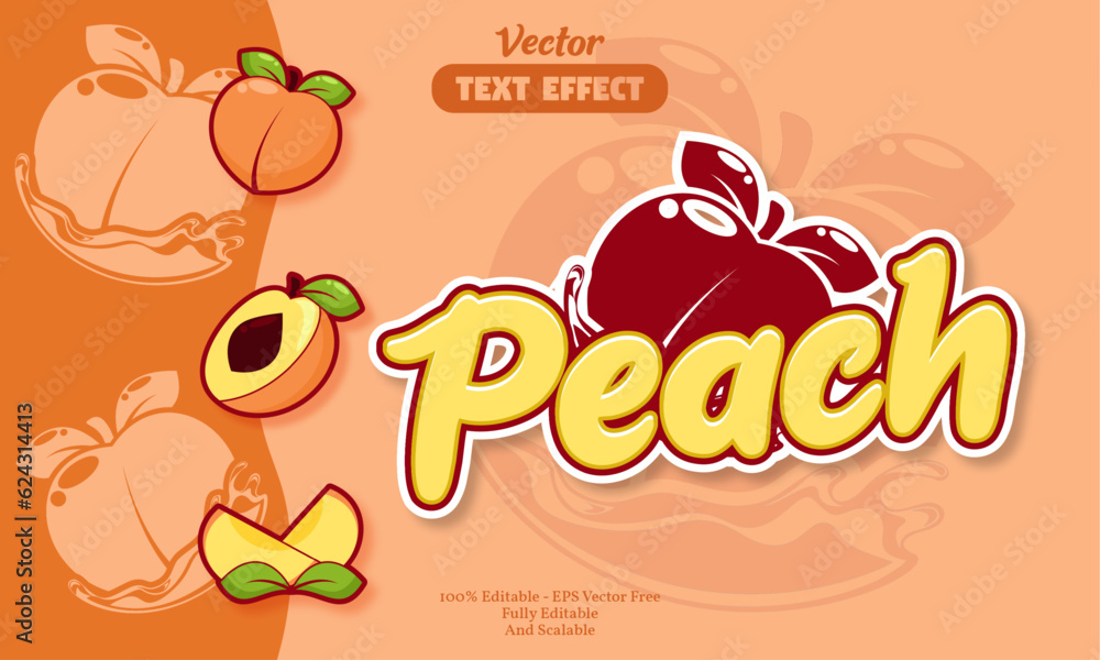 peach text effect with peach icon background