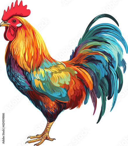 Fotografija High detailed realistic vector cock rooster isolated on white background
