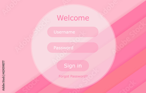 Login page layout. Simple login pagedesign with username password and login button. Vector