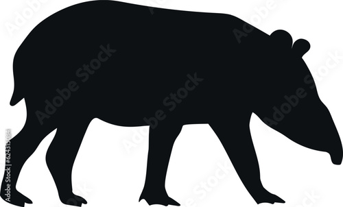 Tapir silhouette isolated on white background. Vector illustration