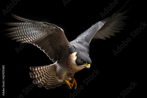 Flying peregrine falcon, AI generated