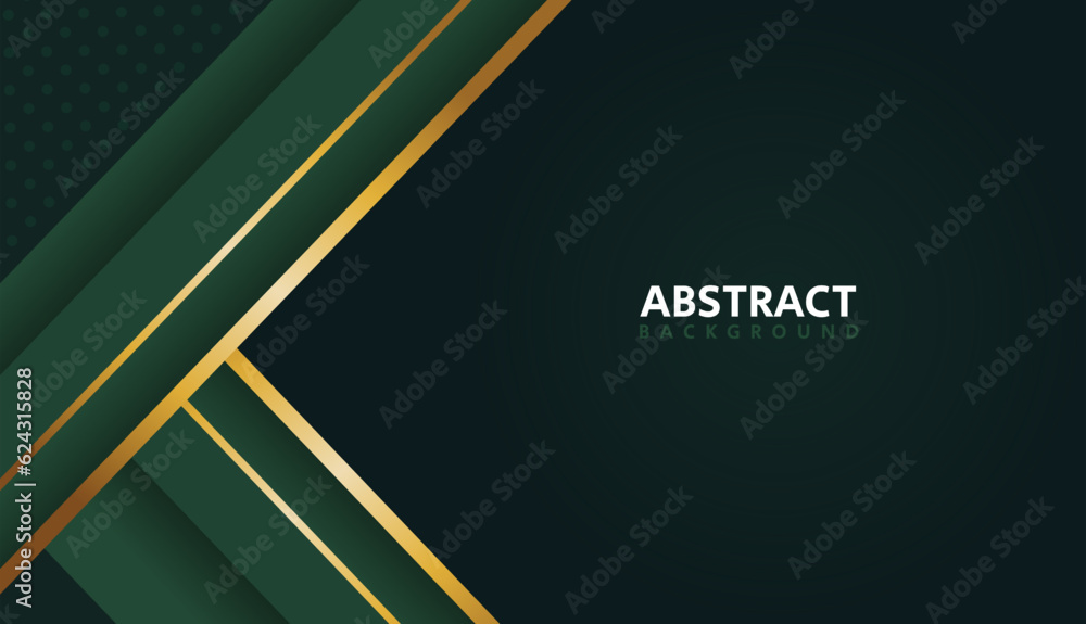 Obraz premium green and abstract background with gold line for presentation, banner and cover