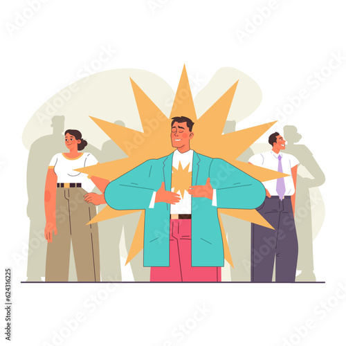 Uniqueness and individuality. Character standing out from the crowd,