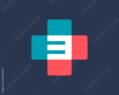 Number 3 cross plus medical logo icon design template elements