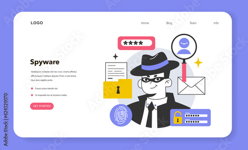Spyware or adware web banner or landing page. Dangerous malware