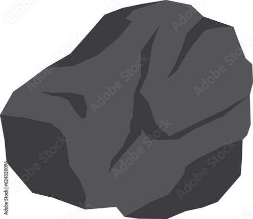 Black coal specimen. Sedimentary rock illustration.