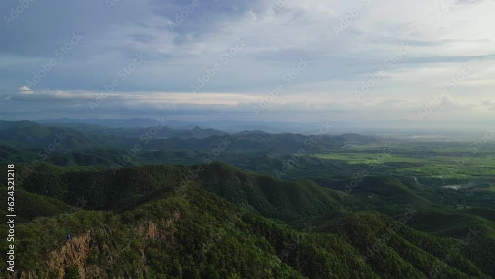 Aerial drone capture, serene landscape with pagoda in view. Aerial drone capture, serene landscape with pagoda in view.
