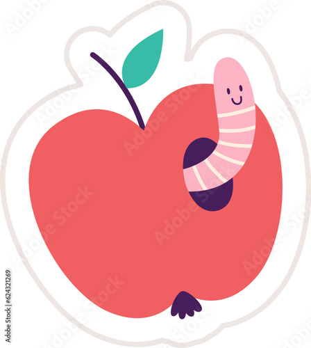 Apple With Worm Sticker