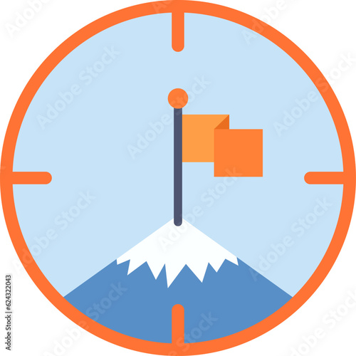 Take to aim at mountain peak vector design element. Abstract customizable symbol for infographic with blank copy space. Editable shape for instructional graphics. Visual data presentation component