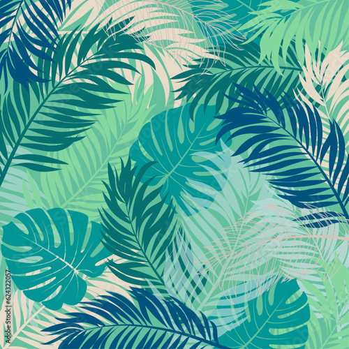 Pattern Palm leaves, tropic design, vector illustration