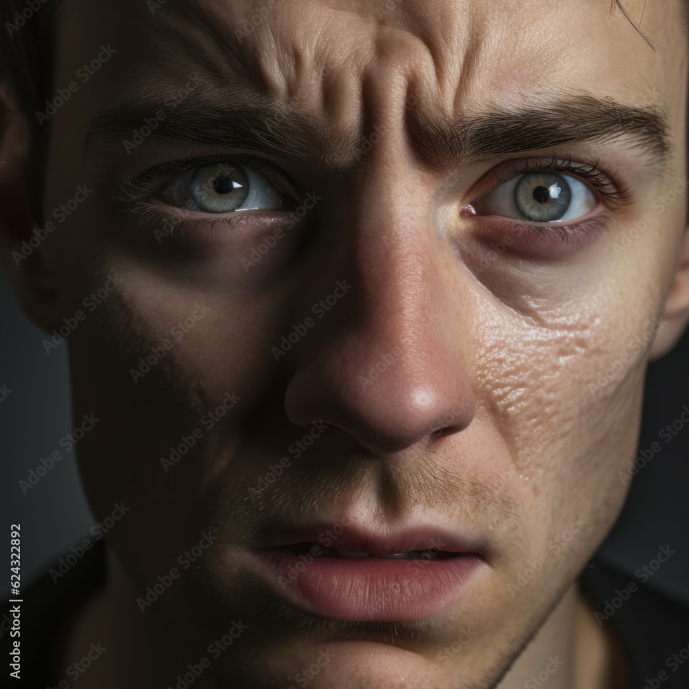 Layers of conflicting emotions and uncertainty on a person's face Layers of conflicting emotions and uncertainty on a person's face