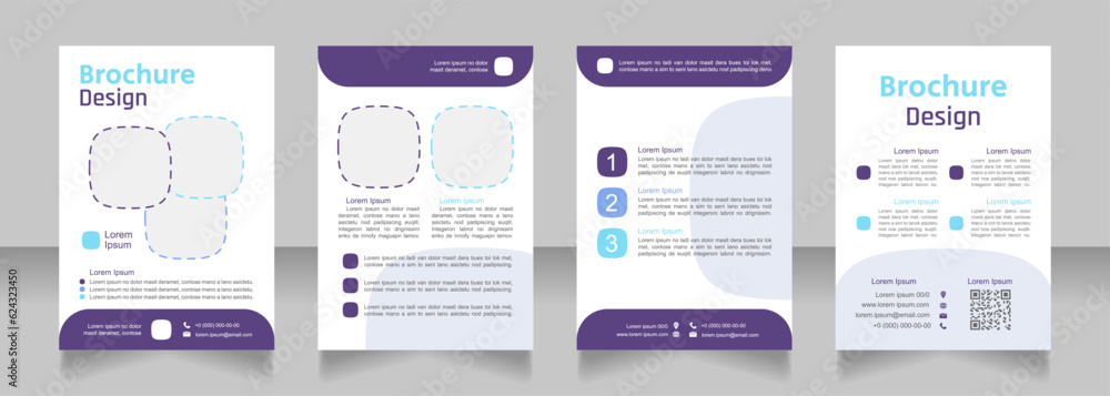 College blank brochure design. Template set with copy space for text. Premade corporate reports collection. Editable 4 paper pages. Secular One Regular, Rajdhani-Semibold, Arial fonts used