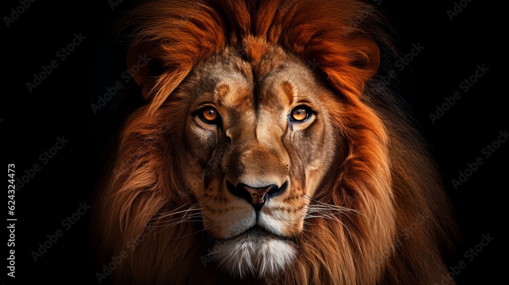 Lion king isolated on black Generative AI