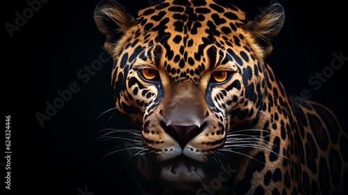 Jaguar with a black background Generative AI © Suleyman