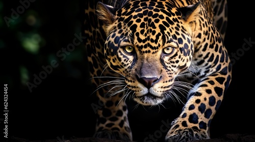 Jaguar with a black background Generative AI