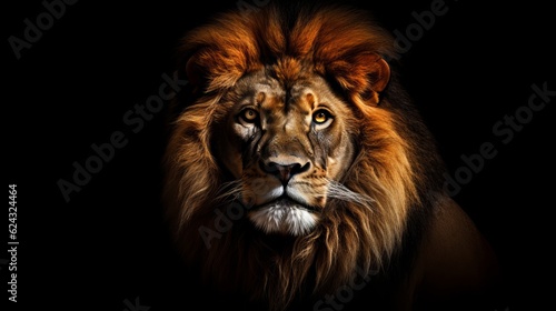 Lion king isolated on black Generative AI © Suleyman