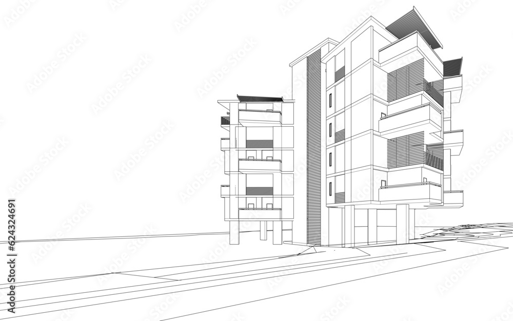 Fototapeta premium sketch of building