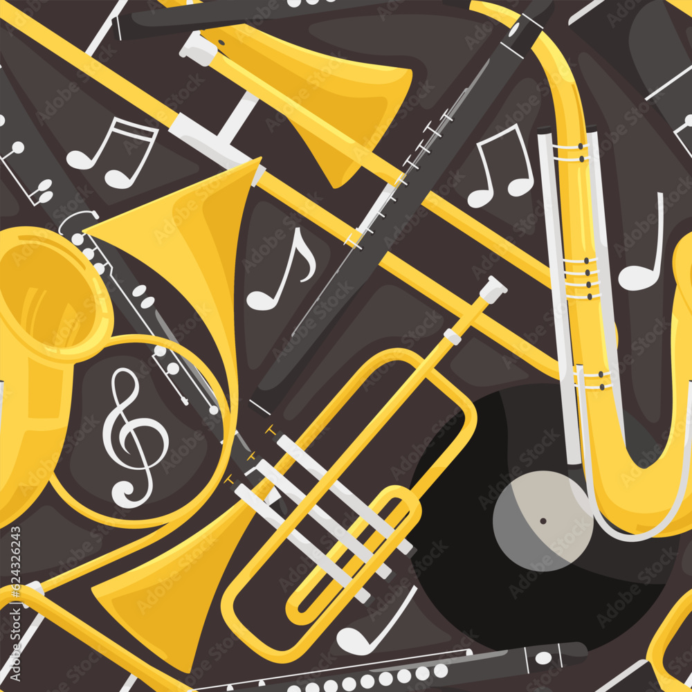 Vecteur Stock Wind instruments set. Harmony of trumpet, horn and ...