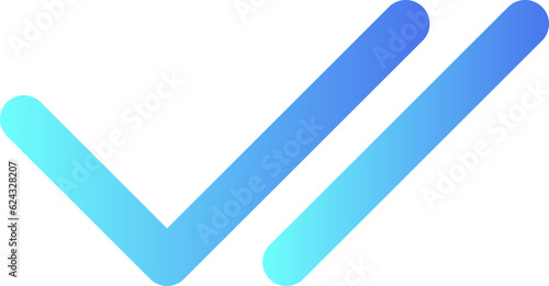 Double checkmark pixel perfect flat gradient two-color ui icon. Message is delivered and read. Simple filled pictogram. GUI, UX design for mobile application. Vector isolated RGB illustration