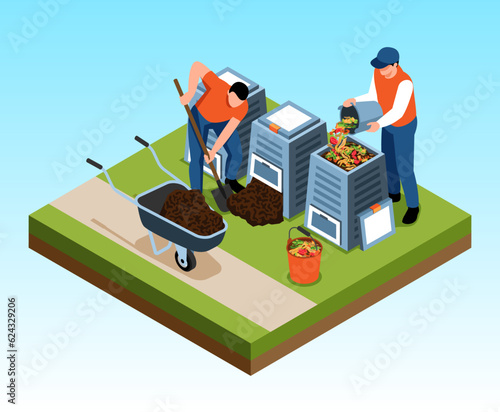 Compost Isometric Illustration