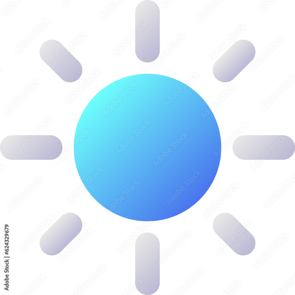 Brightness pixel perfect flat gradient two-color ui icon. Smartphone screen settings. Weather forecast. Simple filled pictogram. GUI, UX design for mobile application. Vector isolated RGB illustration