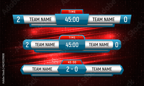 Sport scoreboard with time and result display. Vector template for your design.