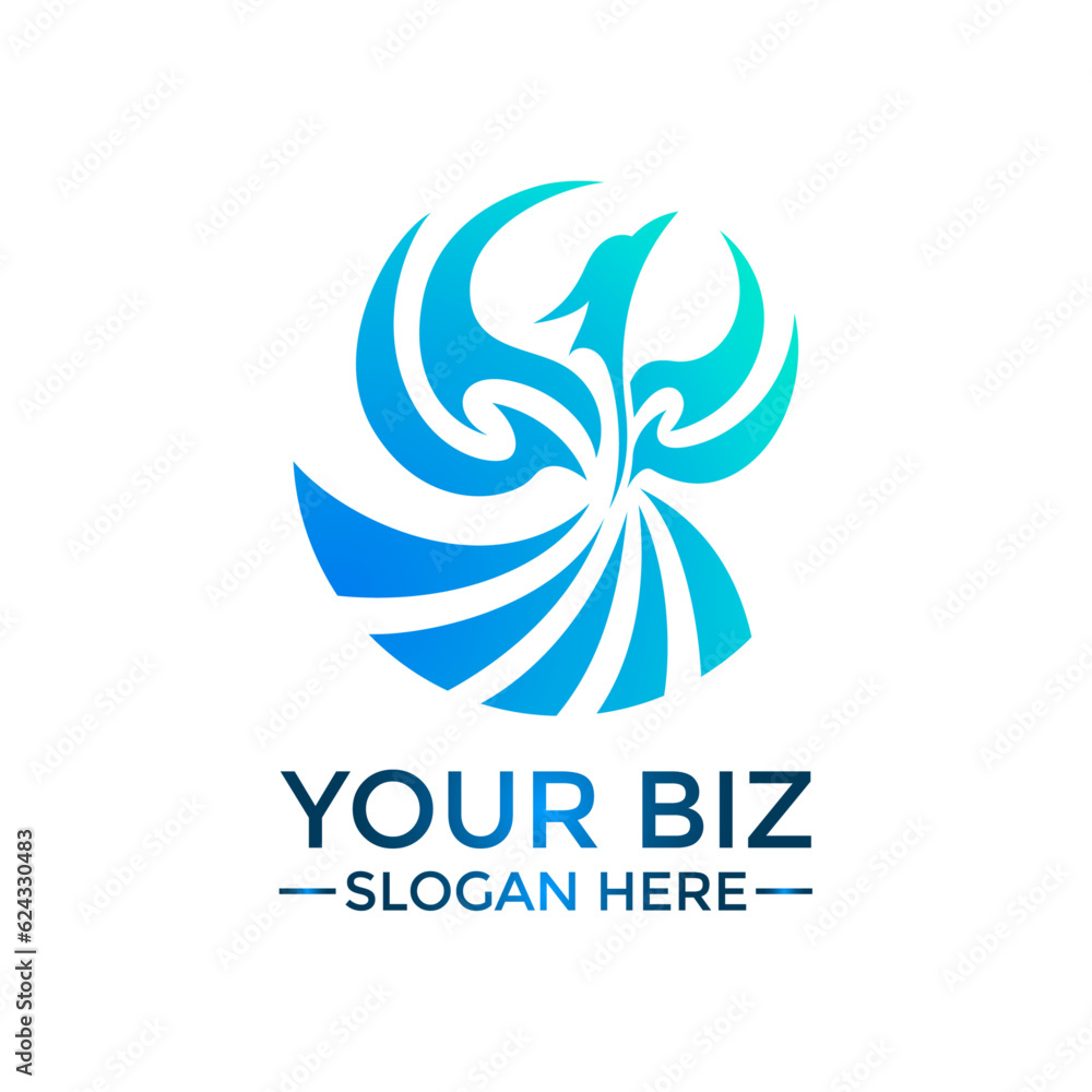 Modern phoenix logo concept in blue color suitable for various business Modern phoenix logo concept in blue color suitable for various business