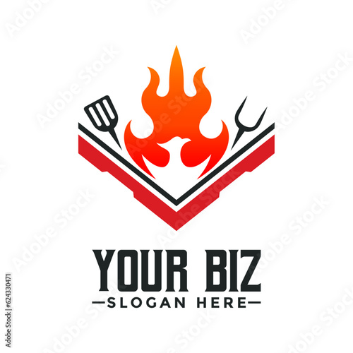 Flame bird logo concept for bbq brand