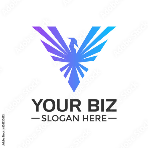 Geometrical phoenix logo concept suitable for various business that related to rising, growth, modern, etc