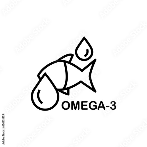 Fish oil icon, omega 3 dietary supplement, multivitamin fatty drop, thin line symbol on white background - editable stroke vector illustration