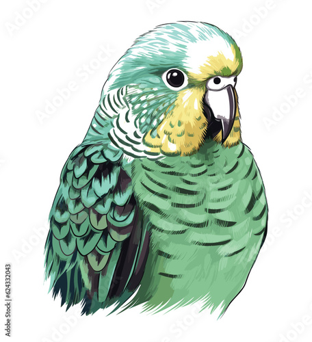 A cute budgie vector sketch illustration

