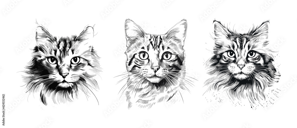 Cat hand drawn illustration set
Cat hand drawn illustration set