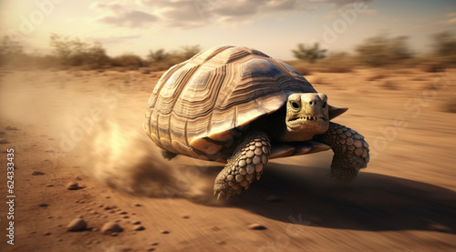 Fast turtle running at full speed in the desert © MUS_GRAPHIC