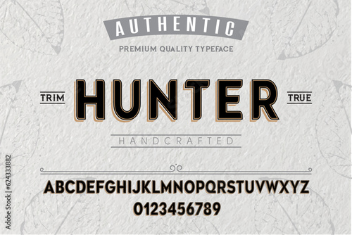 Hunter typeface. For labels and different type designs