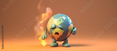 Fototapeta Naklejka Na Ścianę i Meble -  Planet earth character sick