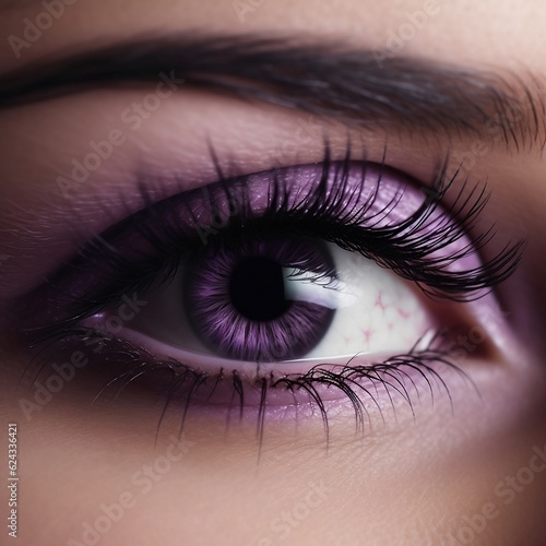 Beautiful female eyes with long black eyelashes. Generative AI