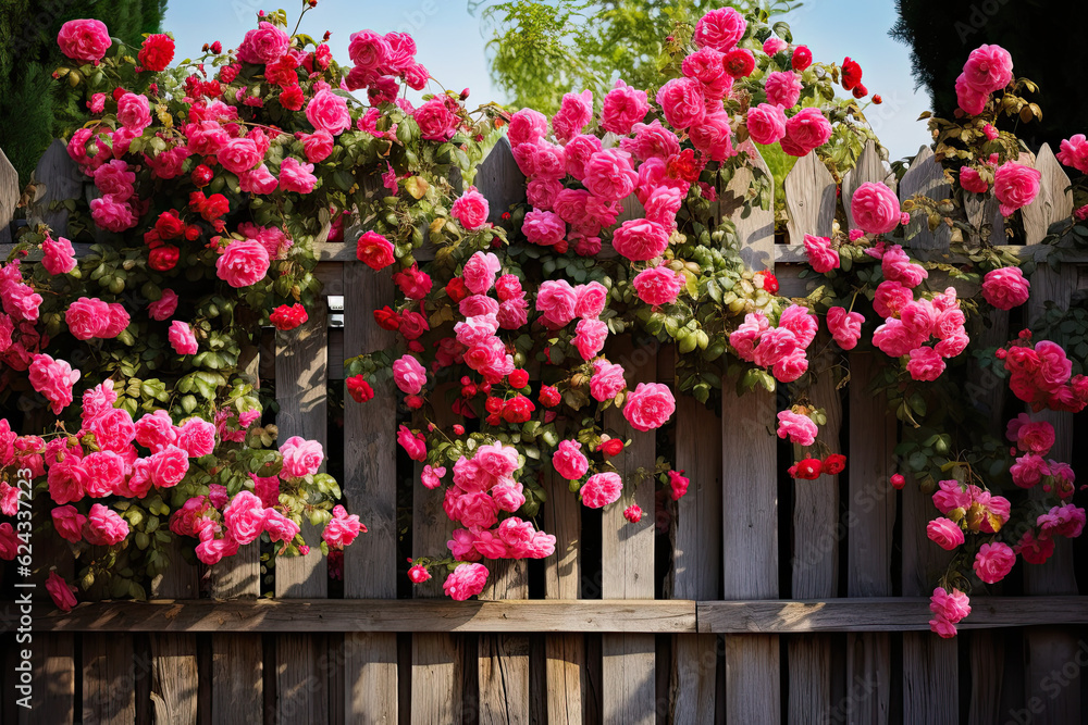 roses on the wooden fence