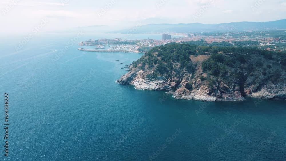 Aerial nature view of the city along the coast of Mediterranean Sea in Palamos Costa Brava Aerial nature view of the city along the coast of Mediterranean Sea in Palamos Costa Brava