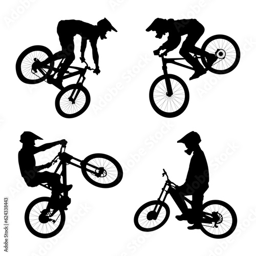 collection of mountain bike silhouettes. vector illustration