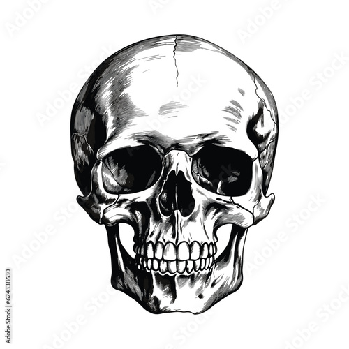 Hand drawn human skull concept
