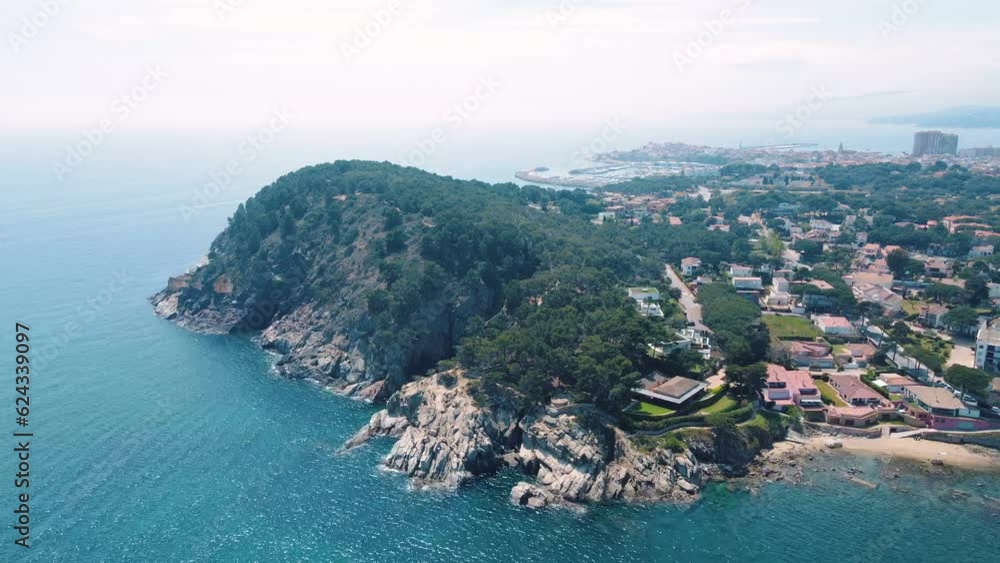 Aerial nature view of the city along the coast of Mediterranean Sea in Palamos Costa Brava Aerial nature view of the city along the coast of Mediterranean Sea in Palamos Costa Brava