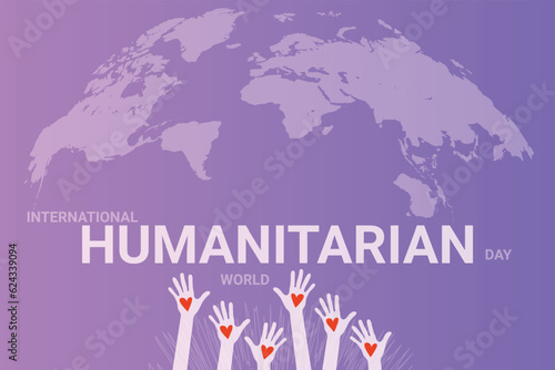 People raise hands for charity work. World Humanitarian Day vector illustration