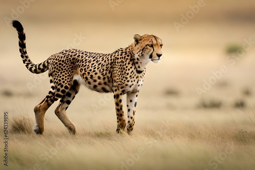 cheetah in the savannah generated by AI technology