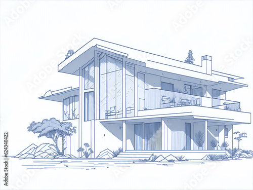 Ecofriendly house. AI generated illustration © vector_master