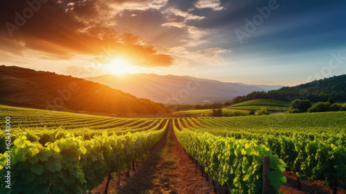 agriculture background with vineyard field